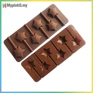 Mypink 6 Star Silicone Lollipop Mold Chocolate Candy Chip Mold Five-pointed Star Chocolate Bar Star 