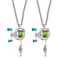 Fishing Reel Pendant Necklace Men Fishing Reel Necklace 1 or 2 Pcs Mini Fishing Reel Necklace Lightw