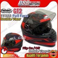 MHR Full Face GT2 Helmet Design Double Visor FullFace FF322 E3 MATT BLACK/RED (SIRIM) Removeable Pad