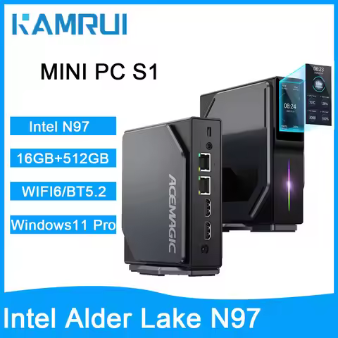KAMRUI Mini PC S1 N97 16GB DDR4 512GB M.2 SSD Mini Computer with W11 PRO WiFi6 BT5.2 4K Mini Desktop