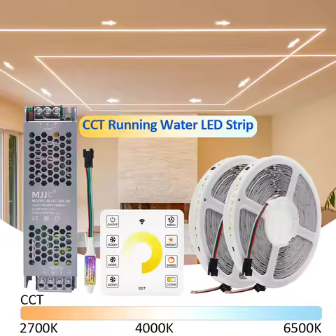 24V CCT Running Water Flowing LED Strip Light 2835 8mm Dual White Flex Ribbon Touch Panel Control Ch