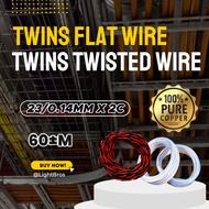 23/014mm x 2 CORE BLUE WHITE TWIN FLAT WIRE / RED BLACK TWIN TWISTED WIRE