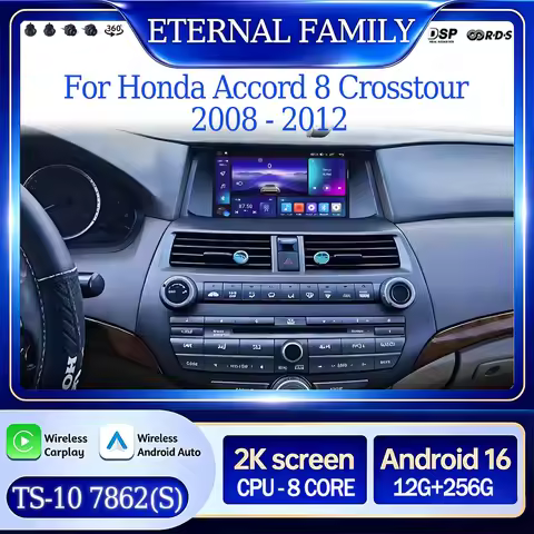 Android 16 For Honda Accord 8 Crosstour 2008 - 2012 Carplay Autoradio Car Radio Multimedia 8 CORE IP