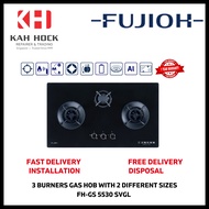 FUJIOH FH-GS6530 SVGL GAS HOB WITH 2 DIFFERENT BURNER SIZES - 1 YEAR MANUFACTURER WARRANTY + FREE DELIVERY