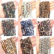 Matte Natural Stone Beads Frosted Sodalite Amazonite Bloodstone Agate Round Beads for Jewelry Making DIY Bracelet 4 6 8 10 12mm