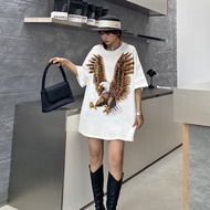 Y2 style ️ Eagle Beaded Sequined Short-Sleeved T-Shirt Y2style European American Design Medium Large