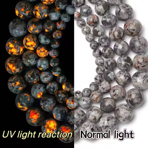 Natural Stone Flame Stone Yooperlite Fire Sodalite Round Loose Spacer for Jewelry DIY Bracelets Neck