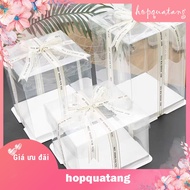 Hộp Mica Hình Vuông Kèm Dây Ruy Băng Đựng Bánh Kem Bánh Gato Sinh Nhật