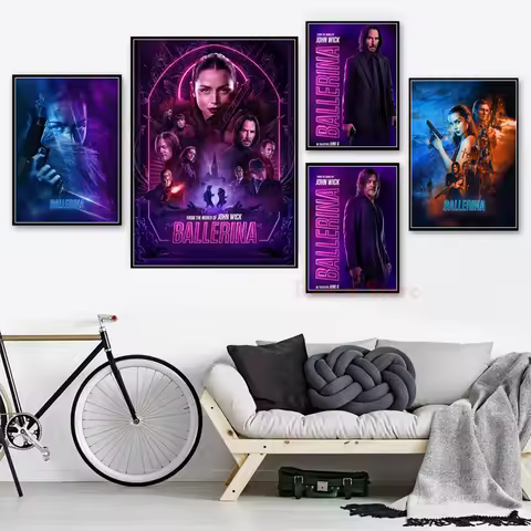 Ballerina Movie Poster John Wick Film Keanu Reeves Posters Canvas Wall Art For Living Room Home Bedr