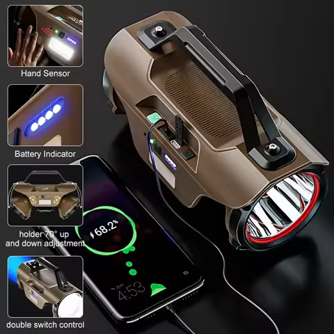 2025 Upgraded H806 Pro Triple-Light 1700LM Searchlight w/ 70° Adjustable Head, 10000MAH, IP44 for hi