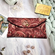 單層紅包袋-日本薄棉布暗紅日式風福神達摩不倒翁布紅包袋-存摺袋