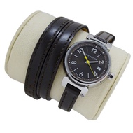 路易威登 (Louis Vuitton) 女士腕錶，Tambour 三重線圈日期顯示，石英機芯，不鏽鋼錶殼，皮革錶帶，Q1211