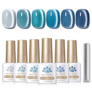 BORN PRETTY 6 Bottle 7ml Blue Lover Cat Magnetic Gel ultra Shine Soak Off UV Gel Nail Art Varnish