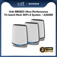 NETGEAR Orbi RBK853 Ultra-Performance Tri-band Mesh WiFi-6 System - AX6000 (1 Router + 2 Satellites)