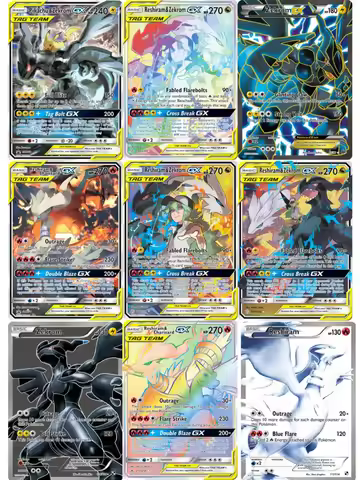 9Pcs Pokemon Cards Zekrom Reshiram GX Charizard Cosmic Eclipse Holo Foil Shiny Rare Collectible Card