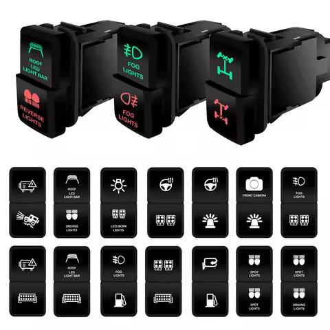 12V Dual Push Button Switch for Toyota FJ Cruiser 4Runner Land Cruiser Prado 120 100 Series Tacoma H