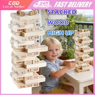 Number Wooden Balance Block Game 54pcs Montessori Stacking Toy Educational Toys Party Interactive To