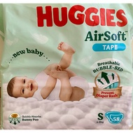 Huggies Airsoft Tape Diaper S58, M60, L44, XL44, XXL34