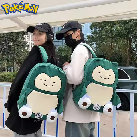 Pokemon Anime Snorlax Plush Backpack Children Large Capacity Backpack Student School Bag Outdoor Tra