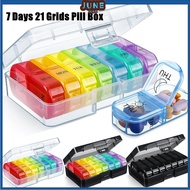 Medicine Pill Organizer Box 7 Days 21 Grids 3 Times One Day Portable Travel Weekly Pill Case Large Tablet Vitamin Storage Container Light-Proof