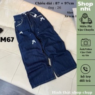 QC women's wide-leg jeans embroidered with mushroom lace trim, length 87cm + 97cm, size SML Shop Nhi