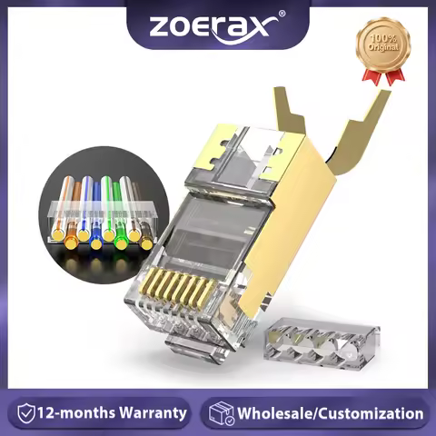 ZoeRax 2-Piece CAT6A & CAT7 Shielded RJ45 Modular Plug Connector 50μ 8P8C - RJ45 Connector Network C