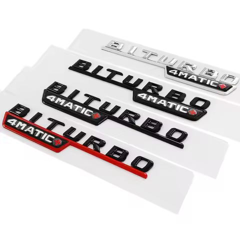 2Pcs Biturbo 4matic Logo Letters Car Fender Emblem Badge Sticker For C43 E43 GLE43 GLC43 Accessories