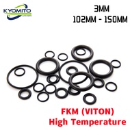 3MM CS FKM Sealing O-Ring Rubber Ring O Ring Gaskets 3MM Terbal 氟橡胶 密封 O型圈垫圈 ID 102MM to 150MM High 