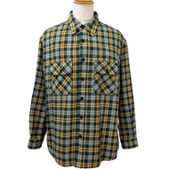 全新未使用商品 □ CELINE 22AW 2C574954R 格紋寬鬆長袖法蘭絨襯衫，綠色/黃色，意大利製造，正品，男士41碼，含衣架