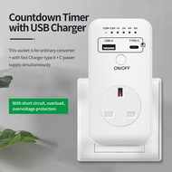 Electronic Timer Switch 6 Hour Countdown Time Controller UK Plug USB TypeC Interface Intelligent Pro