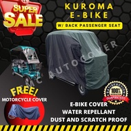 KUROMA EBIKE WITH BACK PASSENGER SEAT COVER HIGH QUALITY WATER REPELLANT AND DUST PROOF BUILT IN BAG