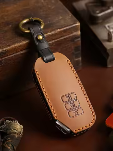 Car Key Case Cover Genuine Leather Keychain Accessories for Kia Ev6 Seltos K5 Sorento Mq4 7 Button K