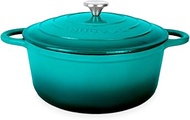 Cast Iron Dutch Oven with Lid – Non-Stick Ovenproof Enamelled Casserole Pot – Sturdy Dutch Oven Cookware – Teal, 7.3-Quart, 30cm – by Nuovva