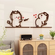 Mica wall murals embossed with biu biu dinosaurs decorate bedrooms, living rooms, cafes, milk tea sh