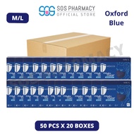 MEDICOS Regular Fit Size M/L 175 HydroCharge 4ply Surgical Face Mask  Oxford Blue  (50's x 20 Boxes) - 1 Carton