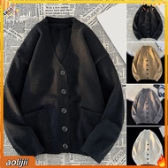 Tight Knit Sweater Elastic Hem Cardigan Mens V Neck Knit Sweater Coat for Fall Winter Slim Fit Warm 