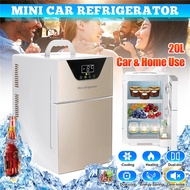 Mini 20L Dual-door Portable Car Refrigerator Temperature Display Freezer Warmer Outdoor Fridge Car Home Use for Camping Picnic 12V