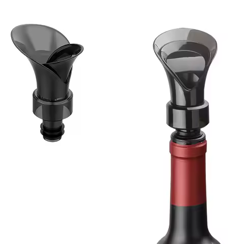 LMETJMA 2 in 1 Wine Stopper Pourer Reusable Wine Stoppers Vacuum Wine Saver Wine Accessories Bottle 