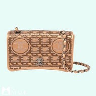 CHANEL VINTAGE CLASSIC FLAP NAKED SWAROVSKI STRASS 2002 RUNWAY MINI BEIGE BAG