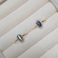 限量現貨 - 亞歷山大變色貓眼石 單顆包鑲 爪鑲加鑽 純 18K 金戒