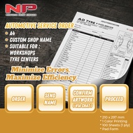 Workshop Service Order Book A4 | Automotive Tyre Centre Job Sheet | Buku Servis Bengkel | Custom Pri