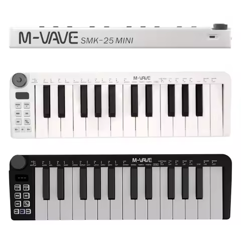 M-VAVE SMK-25 Mini MIDI Keyboard 25-Key MIDI Control With 25 Velocity Sensitive Keys Rechargeable US