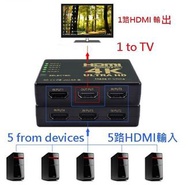 4K HDMI 5 IN 1 OUT SWITCH(w/remote) Adapter含遙控