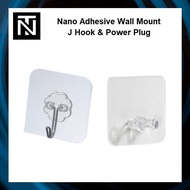 Adhesive Wall Mount Hook Power Plug & J-Hook