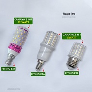 5w 12w 3-color led bulb with e14 & e27 corner decorative hanging chandelier