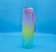 【紫色蓋】1000ml漸變色磨砂運動水瓶 水樽 水壺 彈跳水壺