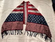 （二手）美國國旗圖樣鄉村風針織披肩 針織圍巾