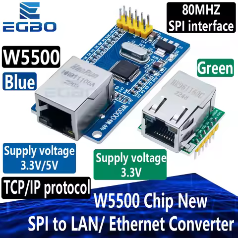 1~2PCS W5500 Chip New SPI to LAN/ Ethernet Converter TCP / IP 51 / STM32 microcontroller program ove