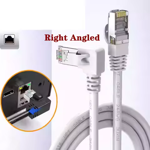 5M 3M 10M White Cat6 Ethernet Cable RJ45 Network Cord Patch 90 Degree Right Angle Cat6a Lan Short Ca