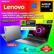 #LL317 USED LENOVO LOQ-15AHP10 GAMINIG LAPTOP AMD RYZEN 7-260 12GB D5 512GB NVIDIA RTX5060 RTX 5060 